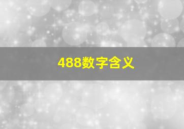 488数字含义