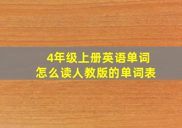 4年级上册英语单词怎么读人教版的单词表