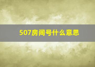 507房间号什么意思