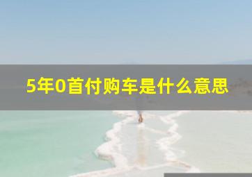 5年0首付购车是什么意思