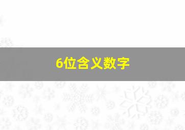 6位含义数字