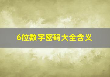 6位数字密码大全含义