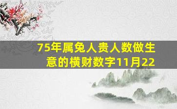 75年属兔人贵人数做生意的横财数字11月22