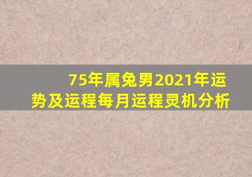 75年属兔男2021年运势及运程每月运程灵机分析