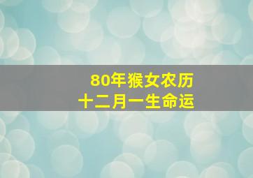 80年猴女农历十二月一生命运