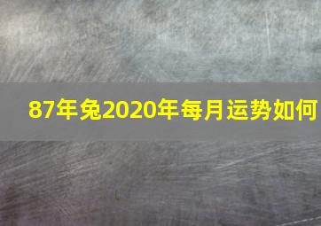 87年兔2020年每月运势如何