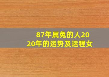 87年属兔的人2020年的运势及运程女