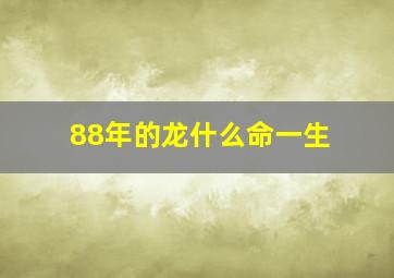 88年的龙什么命一生