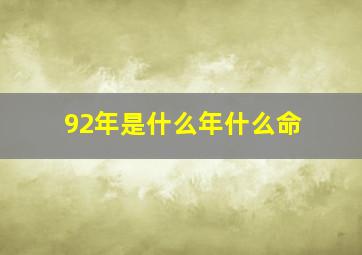 92年是什么年什么命