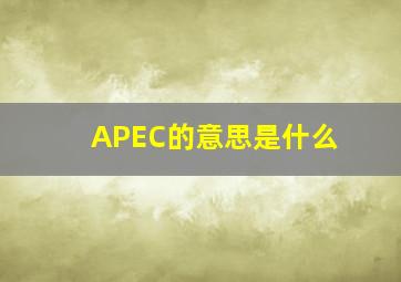 APEC的意思是什么