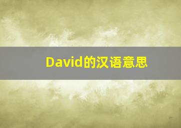 David的汉语意思