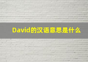 David的汉语意思是什么