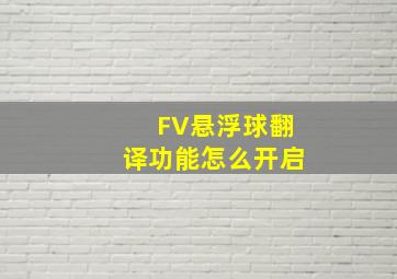 FV悬浮球翻译功能怎么开启