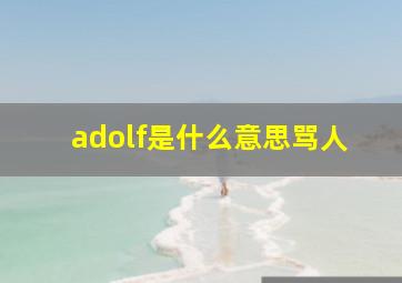 adolf是什么意思骂人