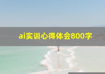 ai实训心得体会800字