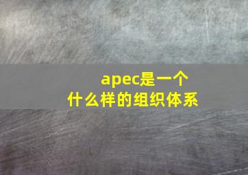 apec是一个什么样的组织体系