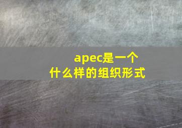 apec是一个什么样的组织形式