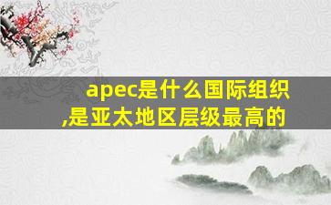 apec是什么国际组织,是亚太地区层级最高的