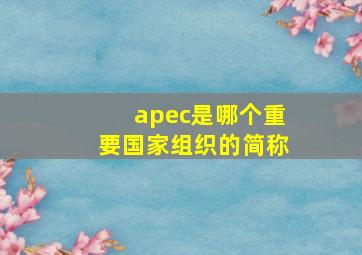 apec是哪个重要国家组织的简称