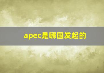 apec是哪国发起的