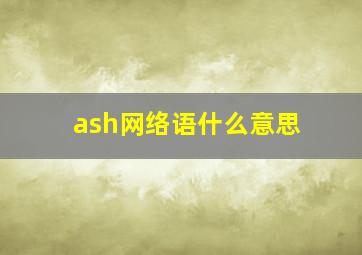 ash网络语什么意思