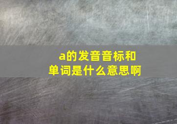 a的发音音标和单词是什么意思啊