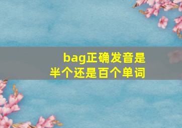 bag正确发音是半个还是百个单词