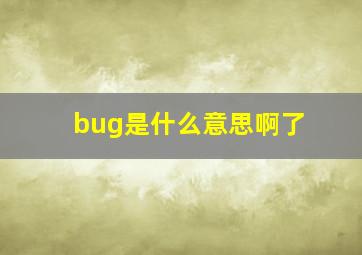 bug是什么意思啊了