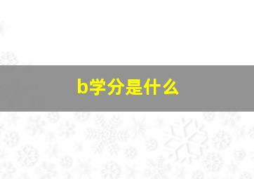 b学分是什么