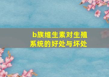 b族维生素对生殖系统的好处与坏处