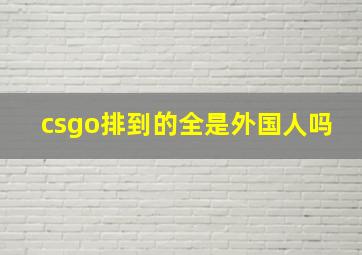 csgo排到的全是外国人吗