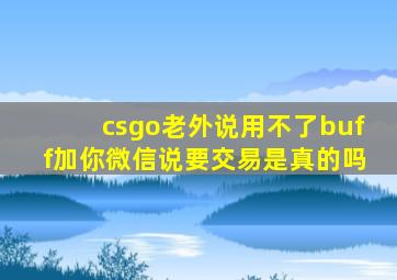 csgo老外说用不了buff加你微信说要交易是真的吗