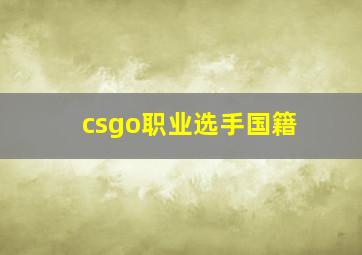 csgo职业选手国籍