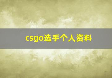 csgo选手个人资料