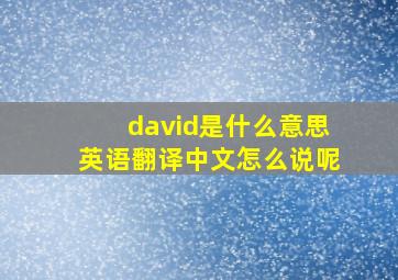 david是什么意思英语翻译中文怎么说呢