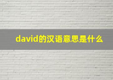 david的汉语意思是什么