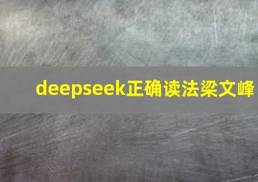 deepseek正确读法梁文峰