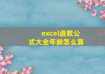 excel函数公式大全年龄怎么算