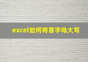 excel如何将首字母大写