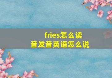 fries怎么读音发音英语怎么说