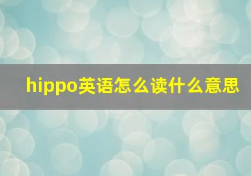 hippo英语怎么读什么意思