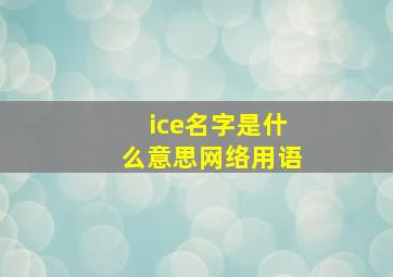 ice名字是什么意思网络用语