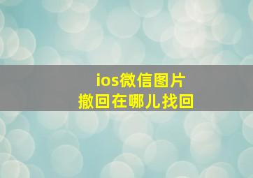 ios微信图片撤回在哪儿找回