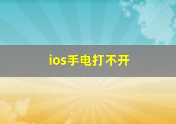 ios手电打不开