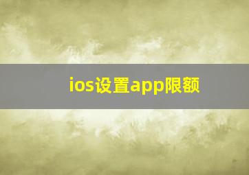 ios设置app限额