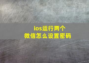 ios运行两个微信怎么设置密码