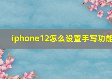 iphone12怎么设置手写功能