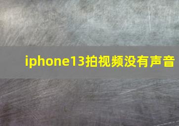 iphone13拍视频没有声音