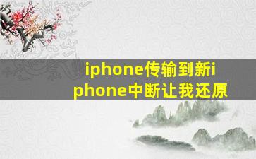 iphone传输到新iphone中断让我还原