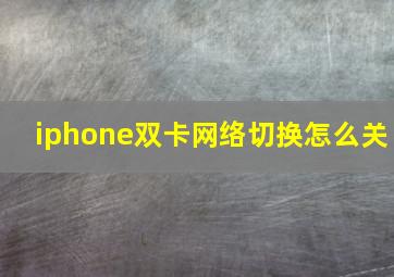 iphone双卡网络切换怎么关